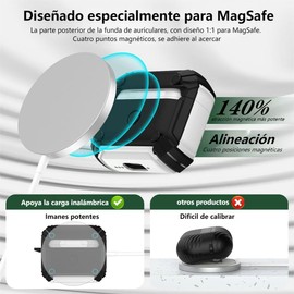 JIEYOUTA Funda de Uso Rudo para AirPods 4, con Cerradura de Seguridad Magnética, Capacidad Imántica, Soporte para Teléfono Móvil, Protección contra Caídas, Arañazos y Polvo, Incluye Kit de Limpieza