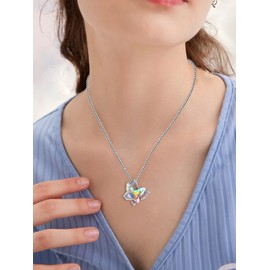 Stocking Stuffers Holiday Outfits for Women 2024 Purple Butterfly Necklace for Teen Girl Double Butterfly Necklace Rhinestones Crystal Pendant Necklace Jewelry Gifts Mothers Day Gifts