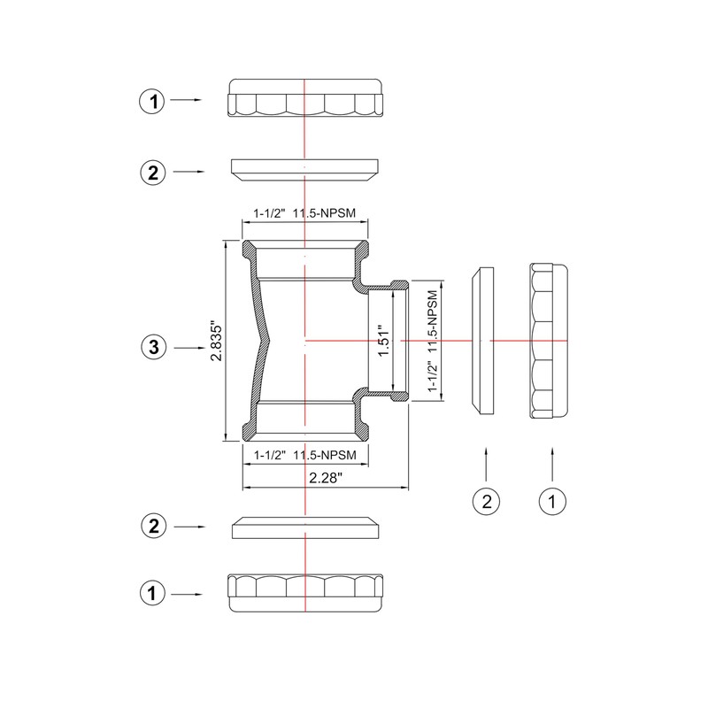 ZM Heavy Duty Brass 3-Way Tee with Slip Joint Connection,