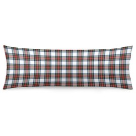 Christmas Body Pillow Cover 20x54 Red and White Tartan Plaid Long Pillowcase with Zipper Decorative Retro Classic Rectangle Cushion Covers,Scottish Farmhouse Pillow Case for Bedroom
