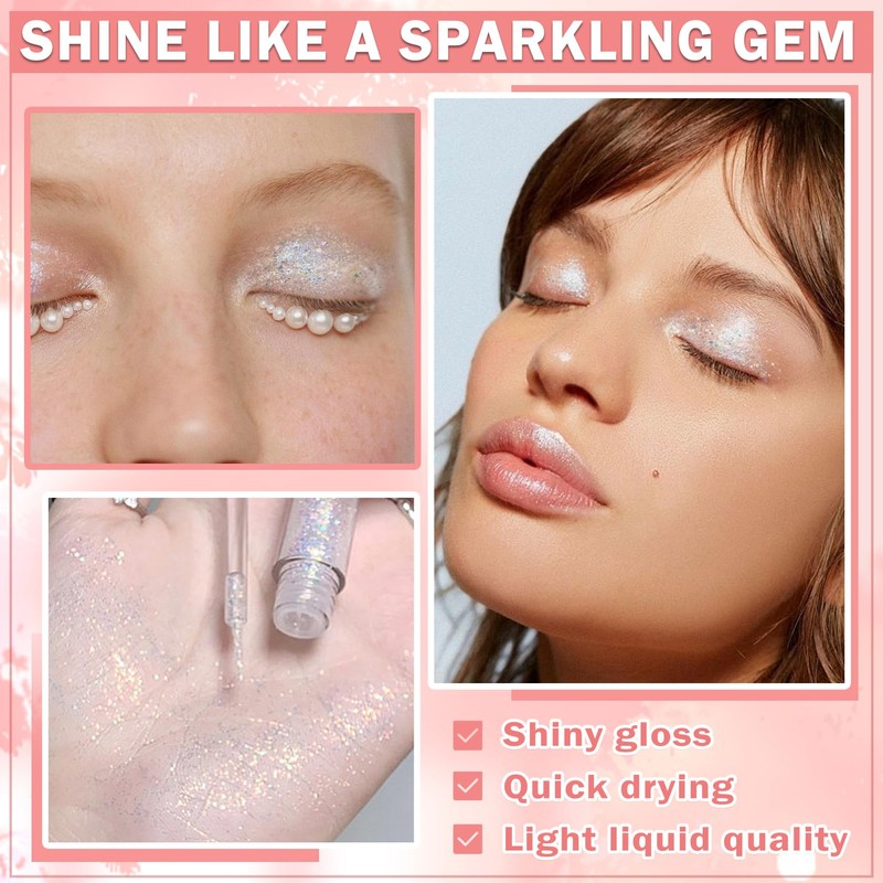 AIUEO Liquid Glitter Eyeshadow Eyeliner Korean Eye Glitter Makeup Long