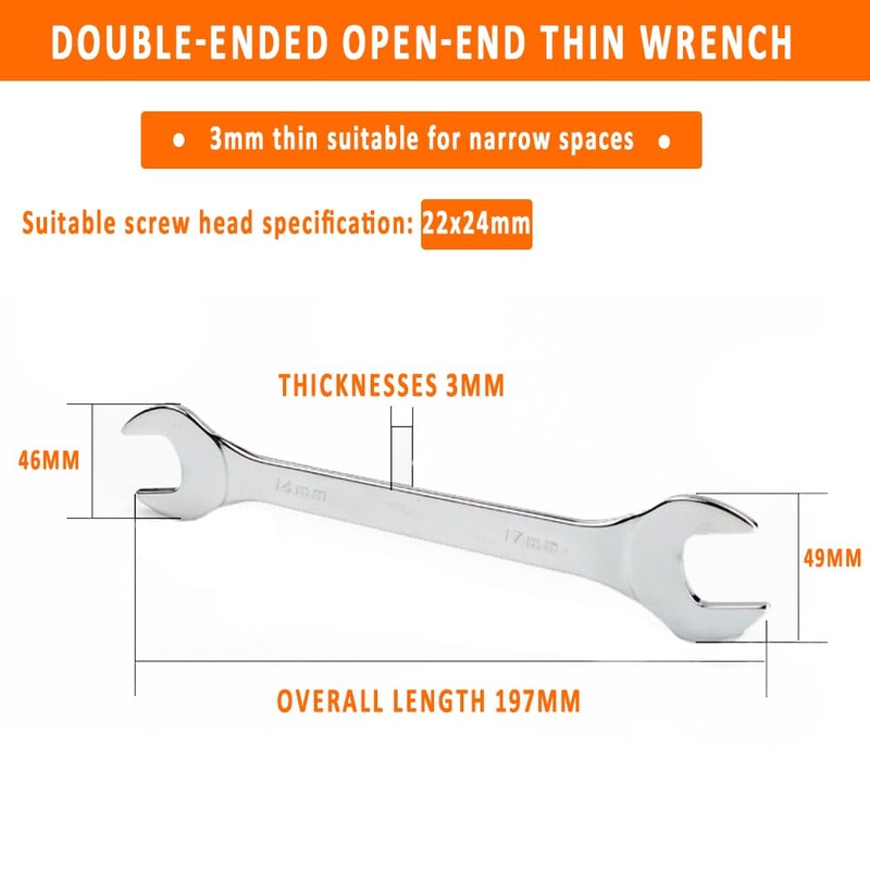 Double End Spanner Vogueing Tool 22x24MM Ultra Thin Spanner Open