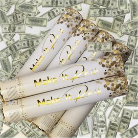 Confetti Cannon Party Poppers - Money Confetti Poppers - 2 Pack - Mini 100 Dollar Bills Party Cannons Shooters  for Wedding, Birthdays, Celebrations - Colour: 6 Pack, Size: $100 Dollar Bills