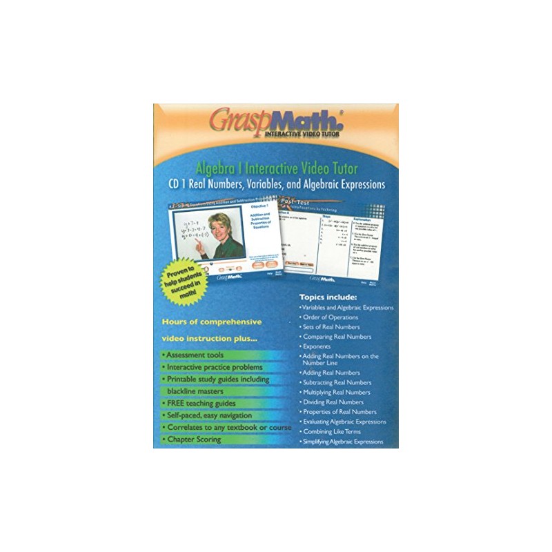GraspMath Interactive Video Tutor: Algebra 1: Real Numbers, Variables, and