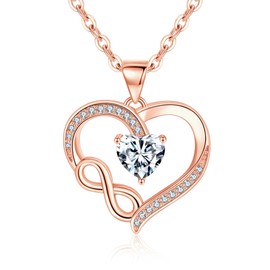 Tusuzik Women's Necklace 925 Silver Chain Women's Silver Chain Heart Necklace with Infinity Sign Jewellery Women's Small Gifts for Women Gift Girlfriend, Gold, Cubic Zirconia