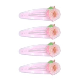 4PCS Peach Snap Hair Clips for Women Girls Cute Snap Hairpins Side Bangs Snap Barrettes Fruit Hair Accessories