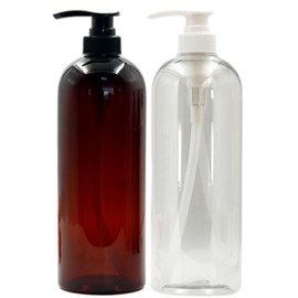 Copeflap Dispenser, 33.8 fl oz (1000 ml), Shampoo Bottle, Large Capacity, Refill Container (Brown x Clear)