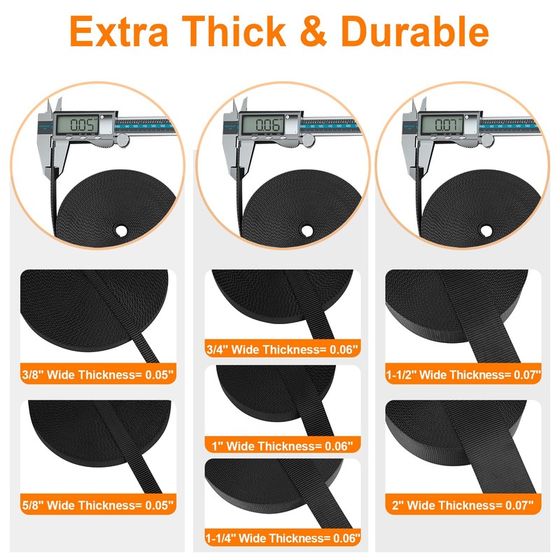 BEYOURD Extra Thick Webbing, Heavy Duty Nylon Straps, Flat Strapping