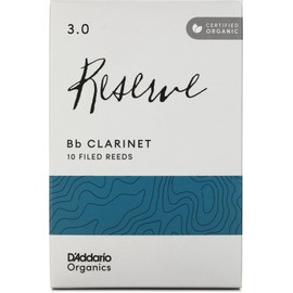 D'Addario Organic Reserve Bb Clarinet Reeds - Reeds for Clarinet - Individually Sealed - 3.0 Strength, 10 Pack