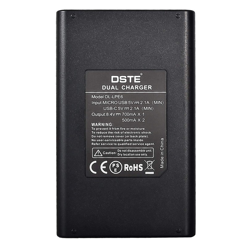 DSTE Replacement for 2X LP-E6 + Dual LCD Charger Compatible