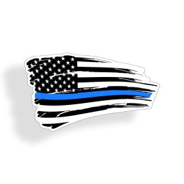 Reel Sticky Waving Blue Line American Flag Sticker Support Police Car Window Bumper Decal US
