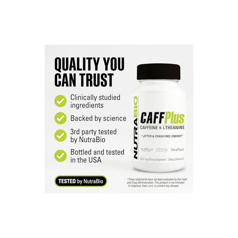 Nutrabio - CaffPlus - Cafeina de Doble Fuente con 200