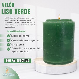 Velón liso de 500 gramos | 100% parafina | color a elegir | para rituales,meditación, decoración de hogar u oficina, eventos sociales |100% calidad | (Verde)