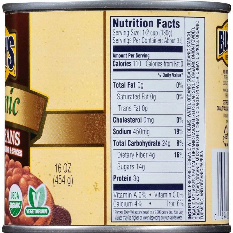 Bush's Best Baked Beans, Organic, 16 Oz (Pack of 18)