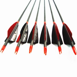 MS Jumpper Archery Carbon Arrows, High Percentage Carbon-Fiber Arrow Spine 400 with 4" Real Feathers 100 Grain Points for Hunting/Targeting Compound/Recurve/Long Bow 6Pack (30inch)