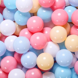 Heopeis Ball Pit Balls for Toddlers, 100 pcs Plastic Toy Balls for Kids, Macaron Pit Balls for Baby Toddler Birthday Christmas, Ball Pool Play Tent, Baby Kiddie Pool Water Toys, Party Decoration