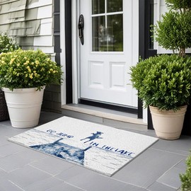 CIOJUNE Lakeside Dog Door Mat, Lakes Lover Gifts Doormat for Front Door Entrance Porch, Lake House Bath Mats for Bathroom, Go Jump in The Lake Welcome Mats for Outdoor Entryway, 17x30 Inches