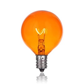 MAINDECO 25 Pack G40 Replacement Bulbs,120V 5W Incandescent,E12 Base,for Indoor Outdoor String Lights-Orange