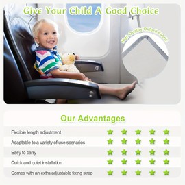 Extensor de Asiento de Avión para Niños Pequeños, para Niños Reposapiés de Avión Cama Reposapiés de Avión para Niños Esenciales de Viaje para Niños para Recostarse en Avión (Gris)