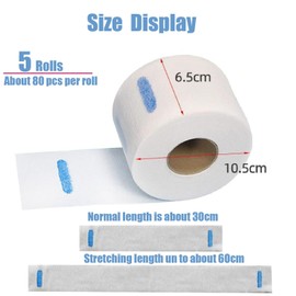 Einweg Hals Papierrolle für Salon,5 Rollen Einweg Barbier Papier Hals Streifen Weiß Professionelle Dehnbare Barber Neck Strips Papier Einwegkrepppapier für Haare Schneiden für Salon Haarschnitt