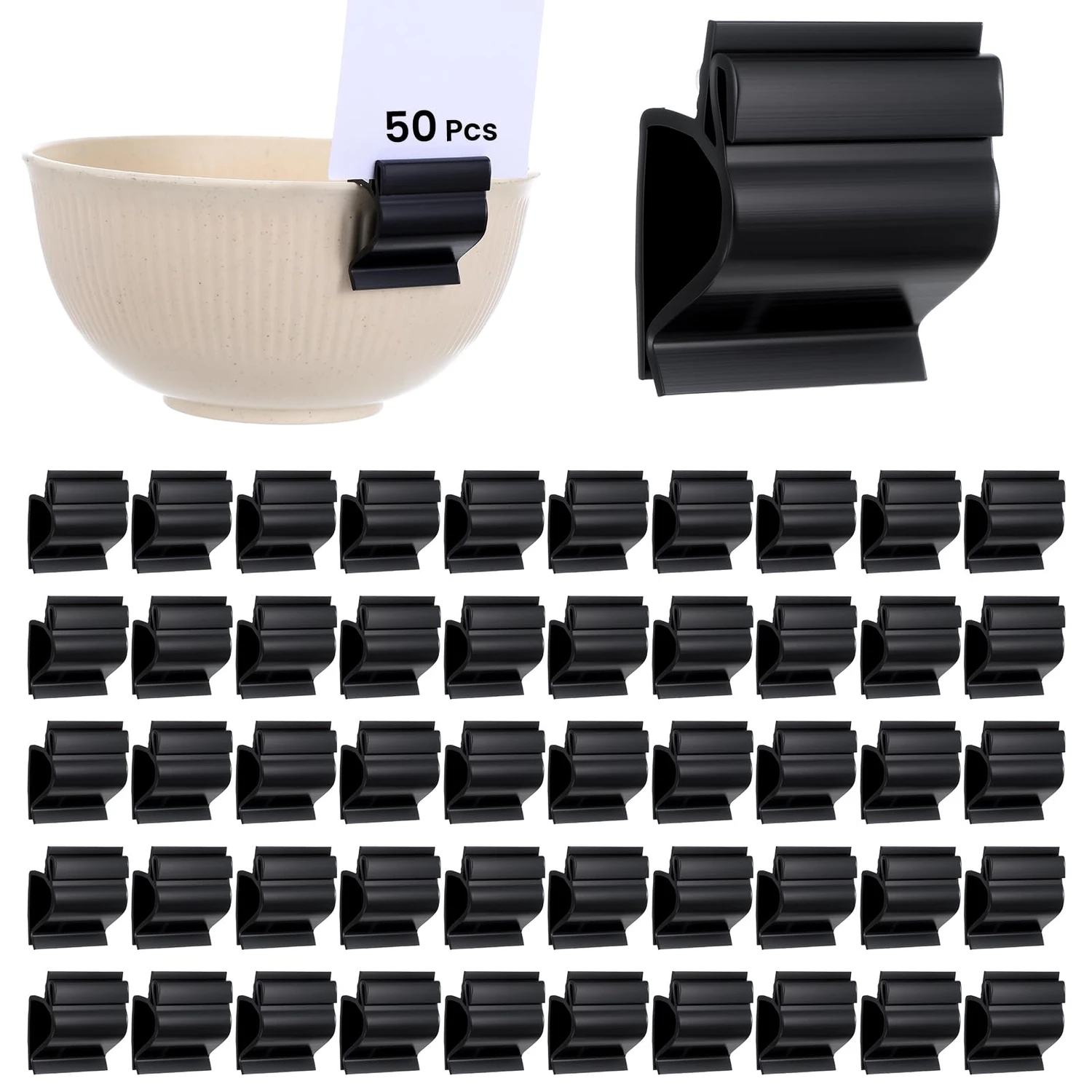 Ubamdom 50 Pcs Black Sign Clip, Food Tray Label Holder, Plastic Buffet ...