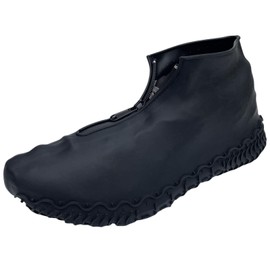 LSDWL Waterproof Shoe Covers with Zipper,Reusable Silicone Rain Overshoes for Men & Women,Keep Shoes Dry in Rain,Snow,Mud (Zipper Black, Medium)