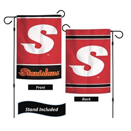 California Stanislaus State Warriors Garden Flag Set With Stand, Printed in the USA, 12.5" x 18" College Flag With Three Piece Steel Yard Flag Stand Holder
