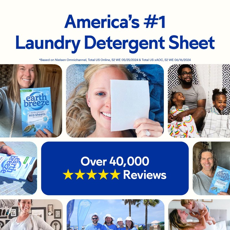 Earth Breeze Laundry Detergent Sheets Fragrance-Free - 60 Loads Eco