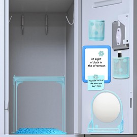 9 Pcs Locker Organizer Kit Includes Locker Shelf Rug Mirror Pen Holder Whiteboard with Marker and Nails Locker Decoration for Back to School Supplies (Blue)