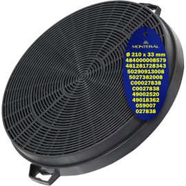 Activated Carbon Filter for Cooker Hood Diameter 210 x H 33 mm 059007 49002520 484000008579 481281728343 027838 49018362 50290913008 50 27382 008 C0027838 for Zanussi for Electrolux Warranty 10 Year -