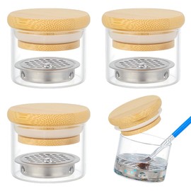 FINGERINSPIRE 4Sets Nail Art Brushes Washing Cup, Dappen Dish with Lid & Mesh Layered Glass Nails Brush Cleaner Portable Mesh Nails Art Brush Washer Tool Liquid Powder Removal Cup for Nail Sequins