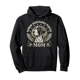 German Shorthaired Pointer Mom Retro Biker Wings Motorcycle Pullover Hoodie