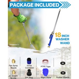 SEN-QII Jet Nozzle High Pressure Hose Nozzle - 18 inch Nozzle Power Washer for Garden Hose, High Pressure Hose with 2 Jet Different Quick Connectors, for Car, Patio, Pet