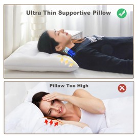 Suhedy 2 Pack Thin Pillow for Stomach and Back Sleeper Low Pillow Flat Bed Pillow Flat Design Pillows Ultra Slim 2.5 Inches Deeper Sleep (Pack of 2)
