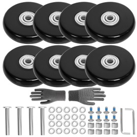 54mm x 14mm Luggage Wheels Replacement Kit 8Pcs Rubber Swivel Caster Wheels with 50mm Axles and Repair Kit for Luggage Bags Trolley Case