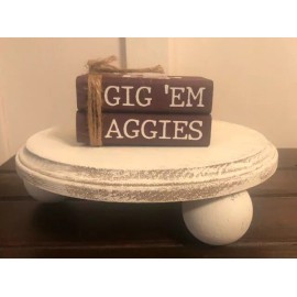 Decor Farmhouse Books, Texas A&M Aggies, Mini Wooden Book Stack, Tiered Tray Decor