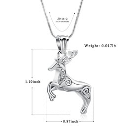 XSMZB Deer Cremation Jewelry for Ashes Cute Deer Urns Pendant for Ashes Memorial Urn Necklace for Women Men(Silver)