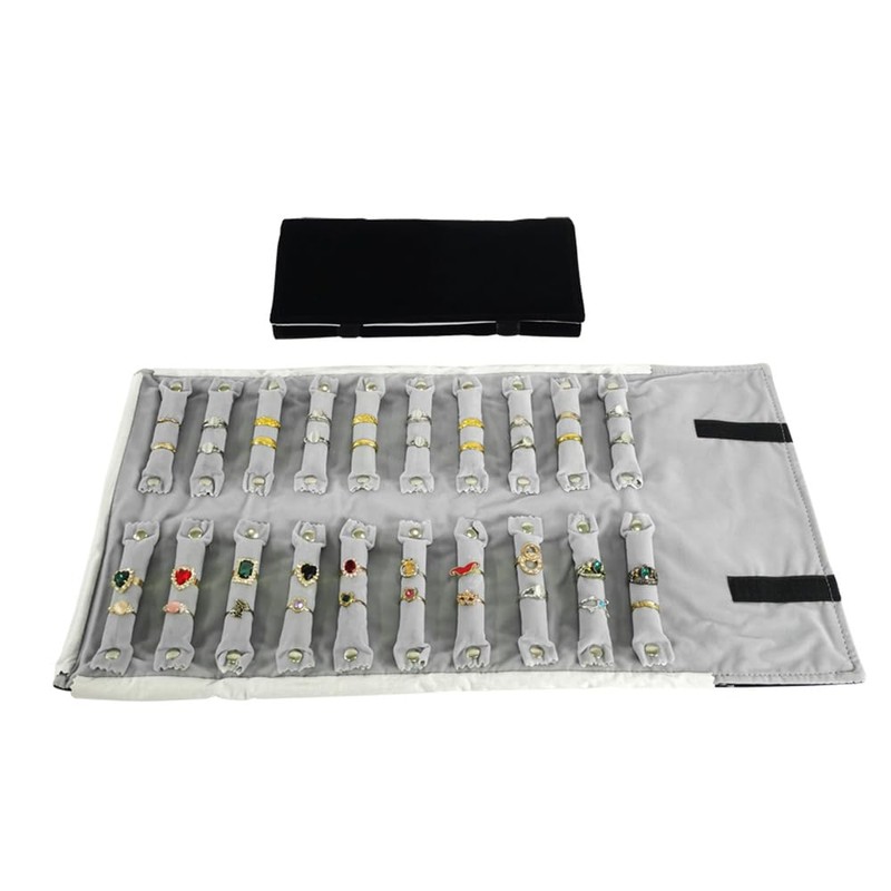SCIKHEFT Portable Jewelry Roll Secure Ring Pouch Foldable Rings Case