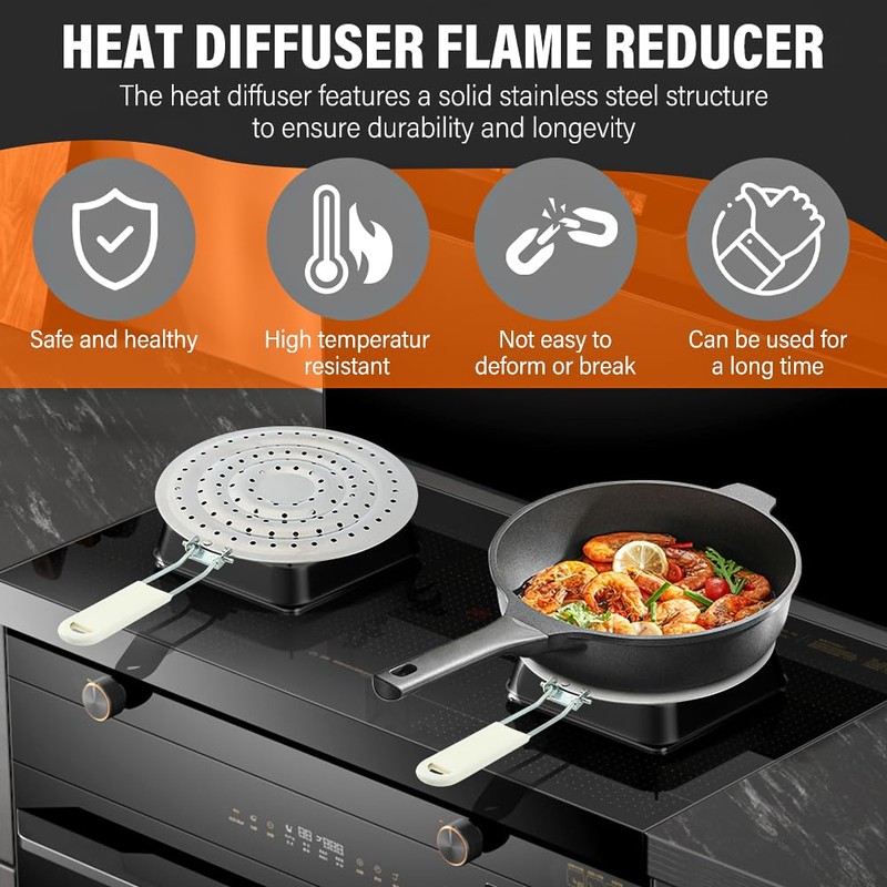 Gas hob Heat Diffuser, Stainless Steel Flame Diffuser Cook Ring