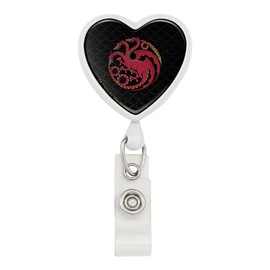House of The Dragon Targaryen Sigil Scales Heart Lanyard Retractable Reel Badge ID Card Holder