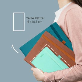 POPRUN Calendar 2026 Small 16 x 10.5 cm (Jan.2026-Dec.2026) - Pocket Calendar 2026 Small Soft Cover with PU Leather - Diary 1 Week 2 Pages with Pen Loop - Grey