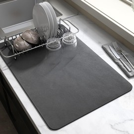 Tapete Para Secar Platos,Tapete De Secado Absorbente Para Encimera De Cocina,Respaldo De Goma Que Oculta Las Manchas Debajo Del Mantel Individual (Gris oscuro, 11.8'' X 15.7'')