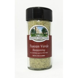 Tuscan Verde Italian Perfection Seasoning for Chicken, Veggies, Chops & Garlic Bread - All Natural, Gluten Free, Low Salt, No MSG, 2.75 Ounce Glass Bottle