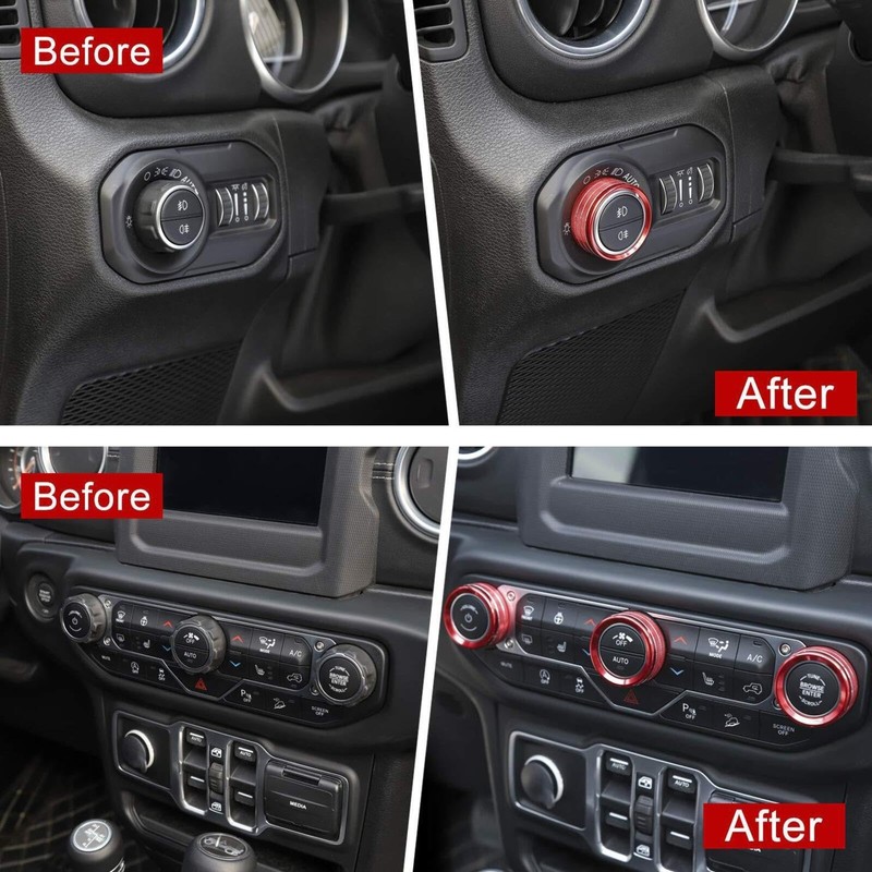AuTK Aluminum Alloy HVAC Knob & Light Switch Cover Kit