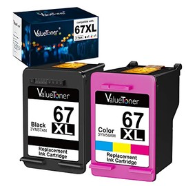 Valuetoner Ink Cartridges Replacement for HP 67XL 67 XL for Envy 6000 6055 6055e 6052 6058 6075 Envy Pro 6400 6455 6455e 6452 6458 DeskJet 1255 2732 2752 2755 2755e 4140 4152 4155 4155e Printer 2-Pack