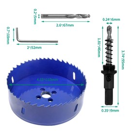 Luomorgo 110mm/4.33 inch Hole Saw, 1 1/4 inch Cutting Depth HSS Bi-Metal Hole Cutter for Wood Cornhole Boards Plastic Drywall & Metal Sheet