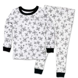 HonestBaby Celebration 2-Piece Pajamas Sleepwear PJs 100% Organic Cotton for Baby, Toddler, Kids, Tossed Skulls, 7 Years
