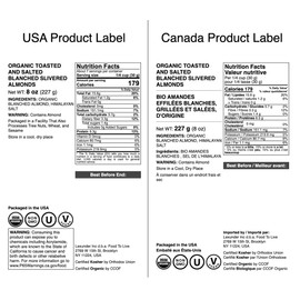 Food to Live Organic Dry Roasted Blanched Slivered Almonds with Himalayan Salt, 8 Ounces – Oven Toasted, Lightly Salted, No Oil Added, Perfect for Cooking, Baking and Snacking, No-GMO, Vegan, Kosher, Bulk