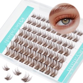 Obeyalash SNR028 Brown Eyelashes, Brown Eyelash Clusters, Individual Eyelash Extensions, DIY D Curl Eyelash Extension Mix 8 mm, 10 mm, 12 mm, 14 mm, Natural Brown, Individual Eyelashes at Home