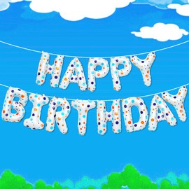 FANGBBO Blue Dog Theme Happy Birthday Banner Party Decorations, Foil Balloons Letters Signs Party Supplies for Boy Girl